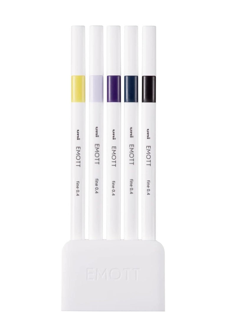 Uniball 5-Piece Emott Fineliners 0.4mm Tip Midnight Colour Set  - Image 2