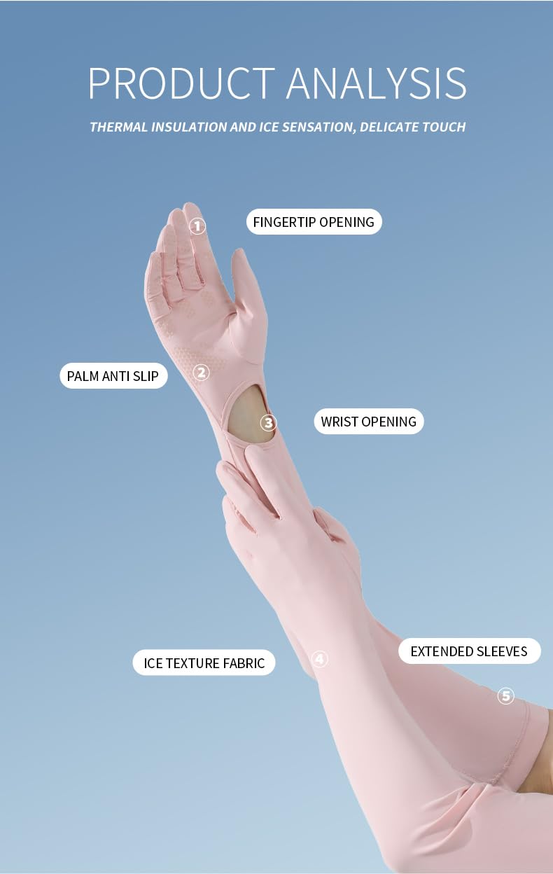 Zebroc 2 PCS Hand Gloves Sleeve for UV Sun Protection, Anti-UV Breathable Sunscreen Driving Glove Cooling Arm Full Finger Sleeves Brace, Car Driving Long Glove Arm Sleeve - Image 3