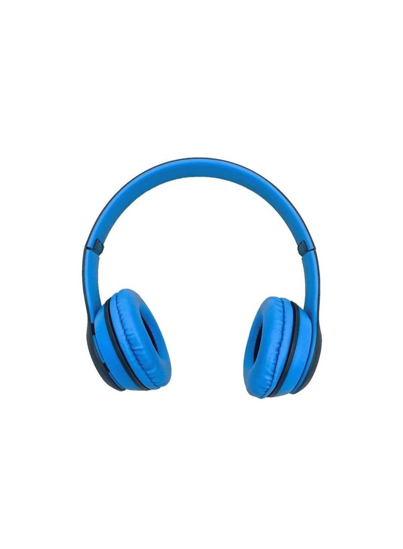 سماعة بلوتوث لاسلكية Mycandy WH210 - سماعات فوق الأذن قابلة للطي مع ميكروفون، صوت عميق ووسائد مريحة - زرقاء - Image 3
