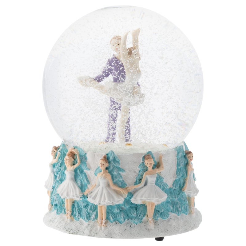Elanze Designs Prince and Clara Dancing 100MM Sturdy Wind Up Musical Glitter Water Snow Globe Tabletop Figurine Decoration Plays Tune Dance of The Sugar Plum Fairy