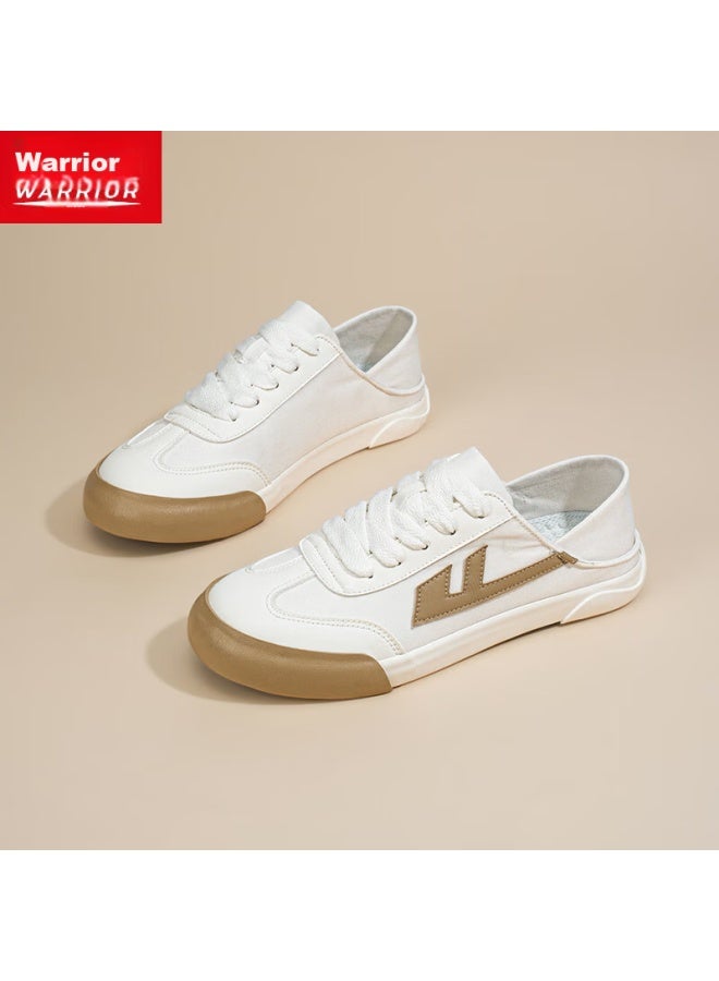 Warrior Women's Canvas Shoes Summer New Breathable Slip-on Casual Sports Shoes White/khaki Size 36
