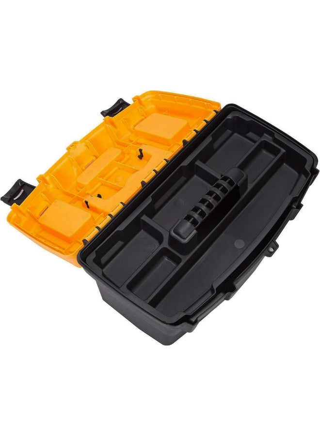 ABC Portable Tool Storage Box 15" , Heavy Duty Plastic Tool Box with Removable Tray and Double Lock , Lightweight Storage Organizer with Transparent Lid for Tools and Accessories Household Use - Image 4