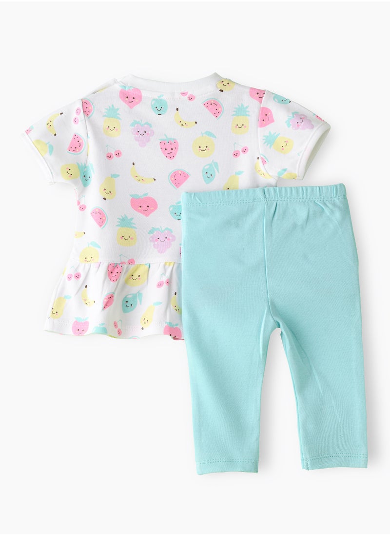 Tiny Hug Baby Girl Fruit Print Tunic and Leggings Set  - Image 2