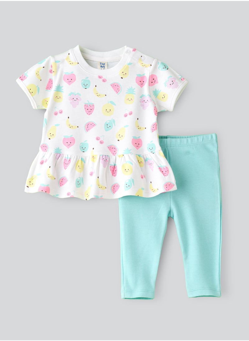 Tiny Hug Baby Girl Fruit Print Tunic and Leggings Set  - Image 1