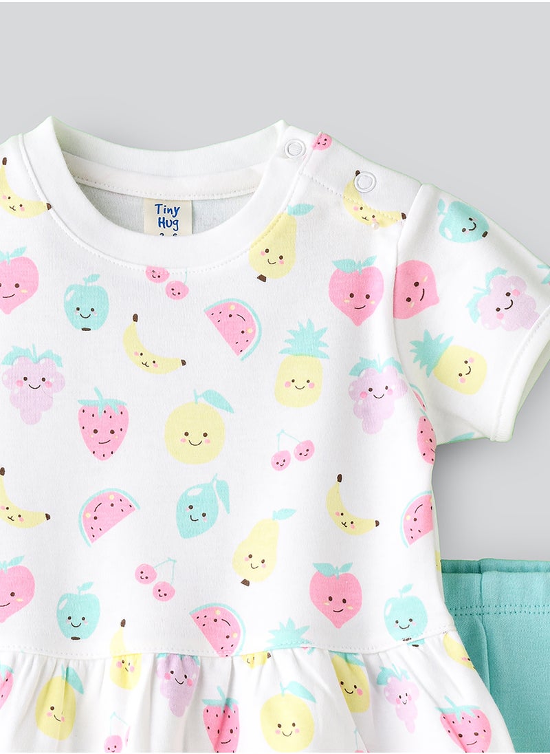 Tiny Hug Baby Girl Fruit Print Tunic and Leggings Set  - Image 3