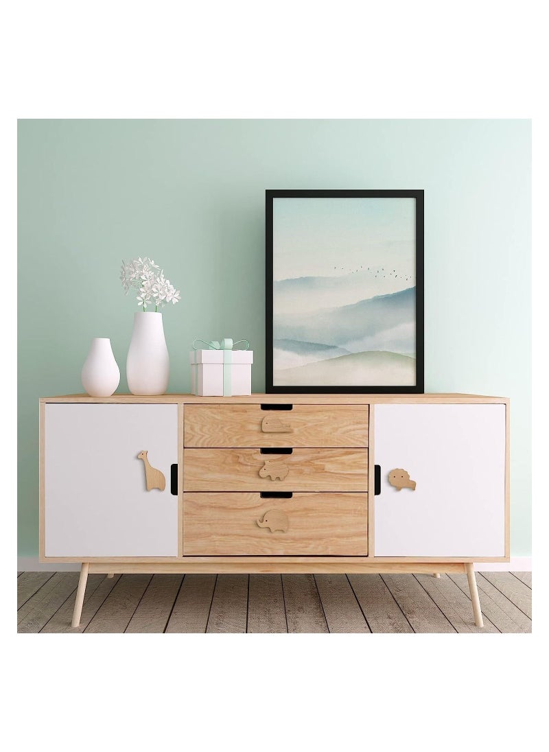 Wooden Animal Cabinet Knobs, Wardrobe Door Knobs Decorative Wood Dresser Knobs with Screws Cute Animal Cupboard Handles Knobs for Furniture Cabinets Drawers Wardrobes