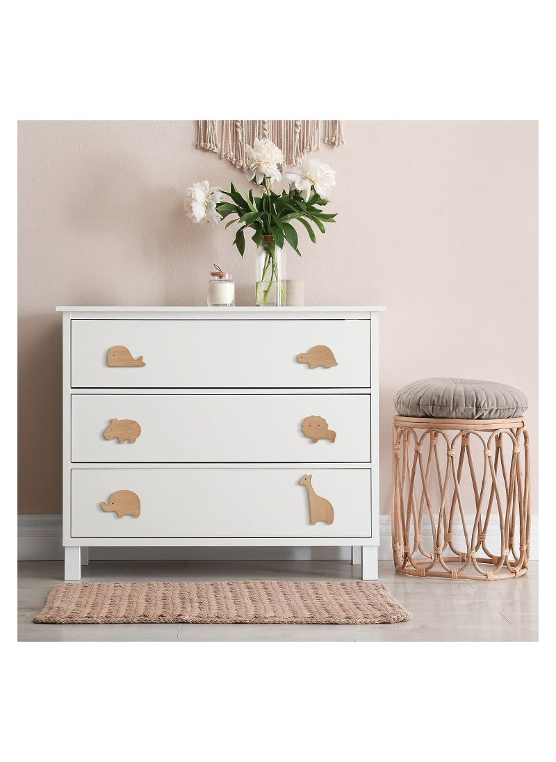 Wooden Animal Cabinet Knobs, Wardrobe Door Knobs Decorative Wood Dresser Knobs with Screws Cute Animal Cupboard Handles Knobs for Furniture Cabinets Drawers Wardrobes