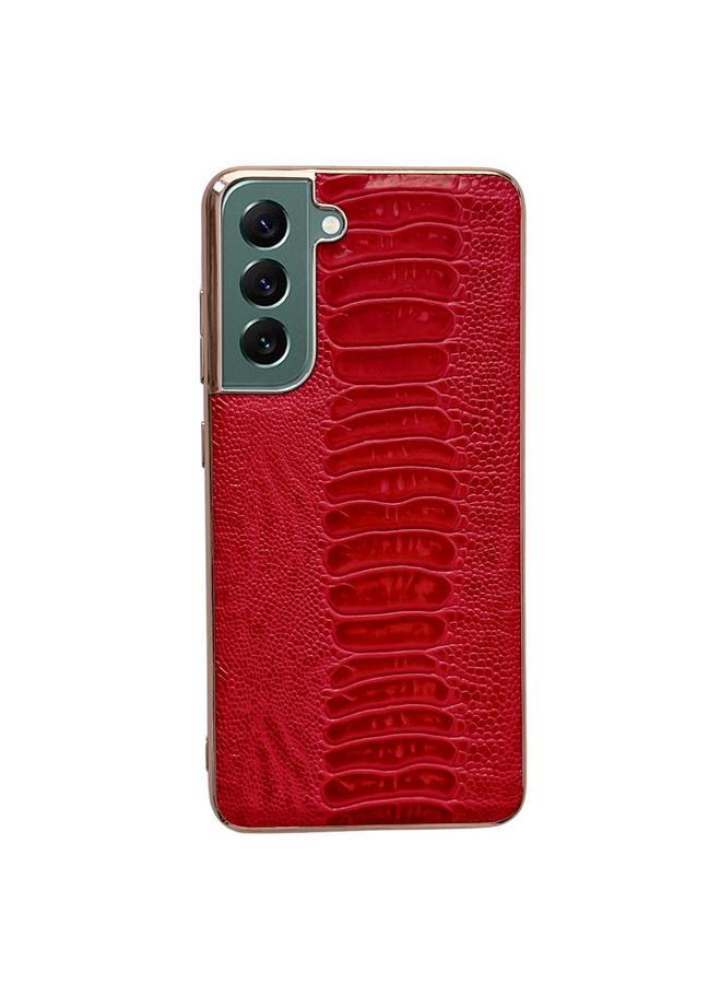 S-TOP Case For Samsung Galaxy S21 5G Genuine Leather Weilai Series Nano Electroplating Phone Case - Image 1