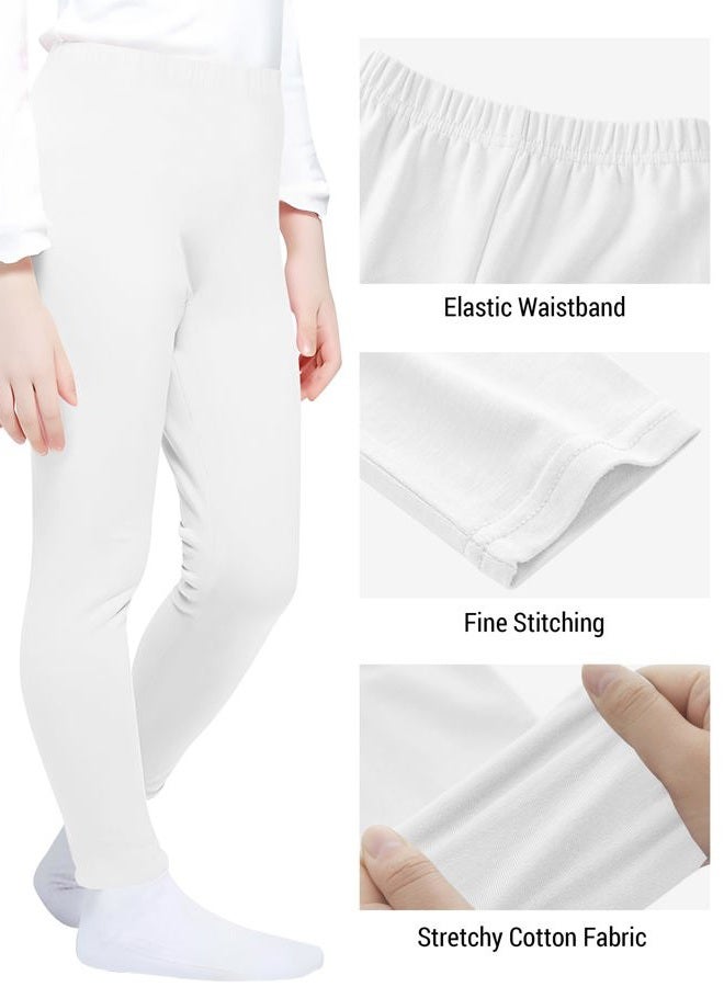 VOGRYE 2 Pack Girls Leggings Thick Cotton Leggings for Kids Full Length Pants Stretchy, White,red, 7 Years - Image 2