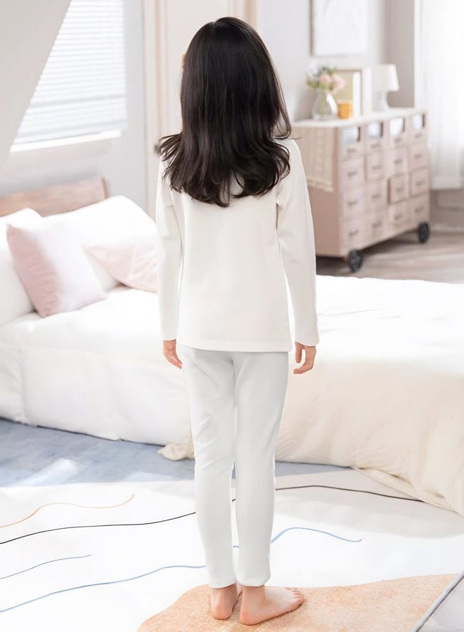 VOGRYE 2 Pack Girls Leggings Thick Cotton Leggings for Kids Full Length Pants Stretchy, White,red, 7 Years - Image 4