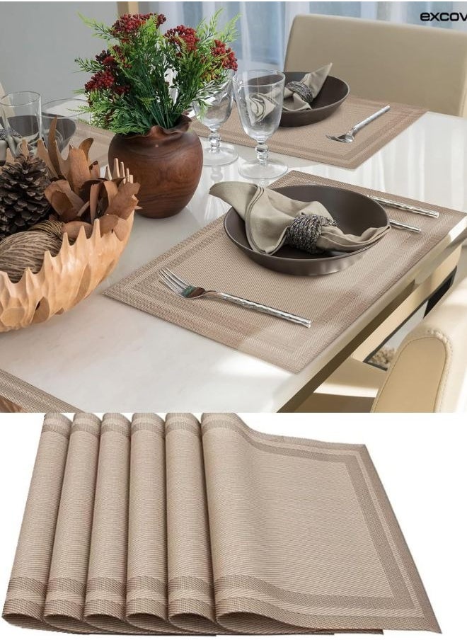 SUNIFY - 6-Piece Rectangle Double Border Placemat Set  Washable Table Mats For Restaurants Party Decoration 45 x 30cm - Image 1