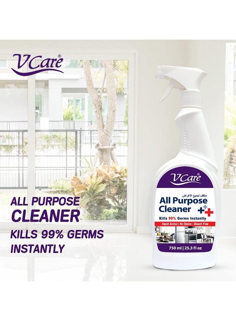 VCare All Purpose Cleaner Spray Versatile And Effective Tackle Tough Stains With Ease 2 x 750ml  - Image 3