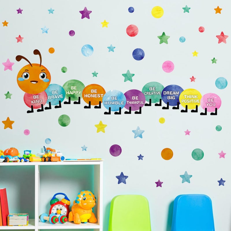 Kasubeso Watercolor Inspirational Wall Sticker, Multicolor Polka Dot Star Wall decal, Removable Motivational Quote Be Kind Be Happy Wall Art for Playroom Classroom Nursery Preschool Daycare Decoration - Image 5