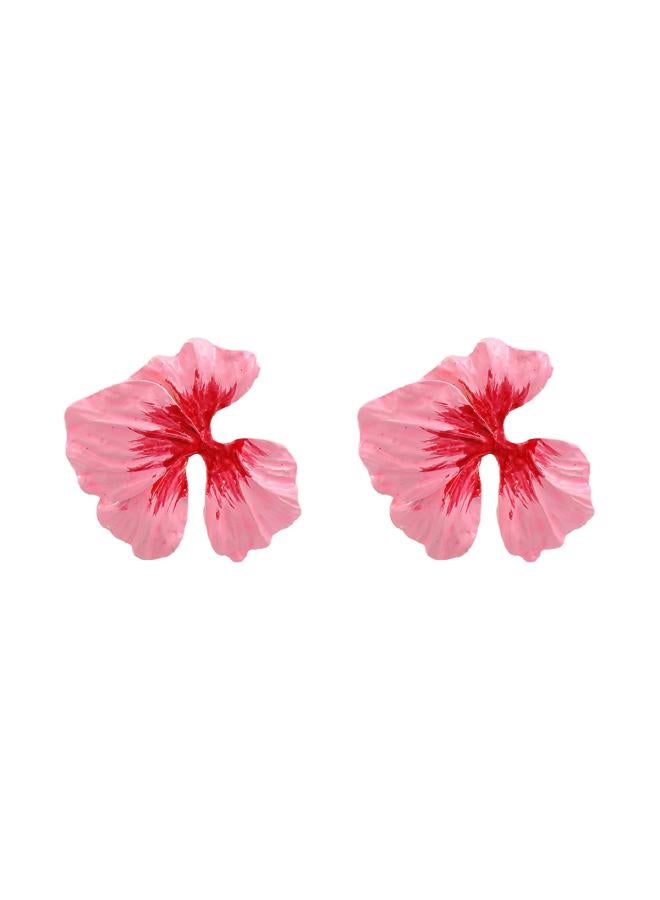 Summer New Alloy Oil Drop Flower Earrings European And American Exaggerated Earrings Women Exaggerated Light Luxury Elegant Big Flower Earrings 