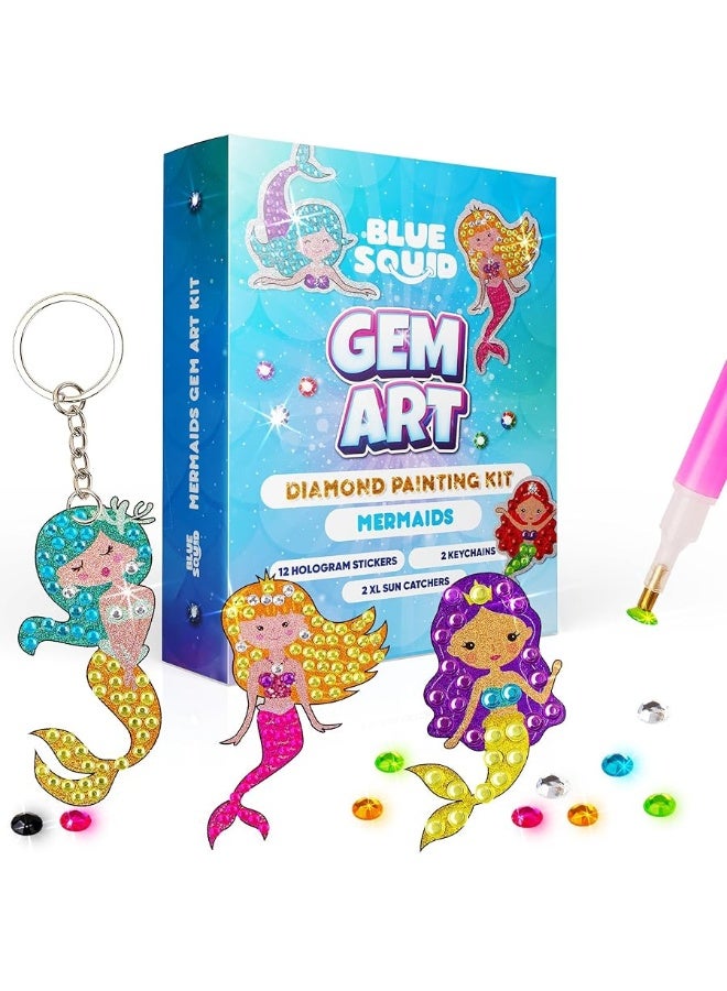 Blue Squid Diamond Painting Kits for Kids - Mermaids Diamond Art for Kids, 5D Gem Art Kits for Kids, Kids Arts & Crafts, Gift for Boys & Girls 6 7 8 9 10 11 12 - Image 1