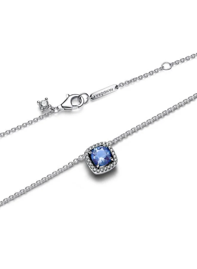 PANDORA  Sparkling Square Blue Halo Pendant Necklace for Women | Best Price UAE