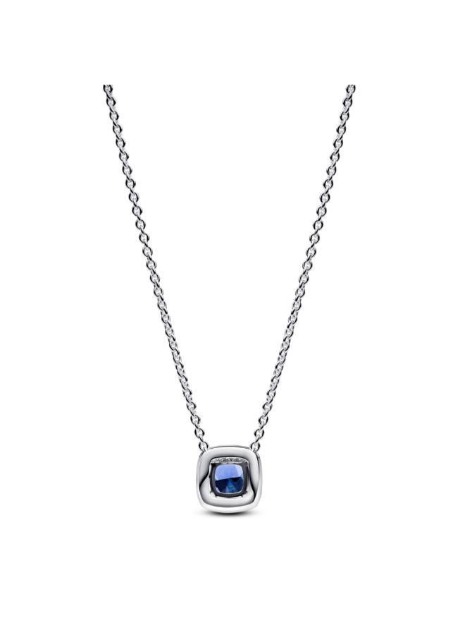 PANDORA Sparkling Square Blue Halo Pendant Necklace - Image 2