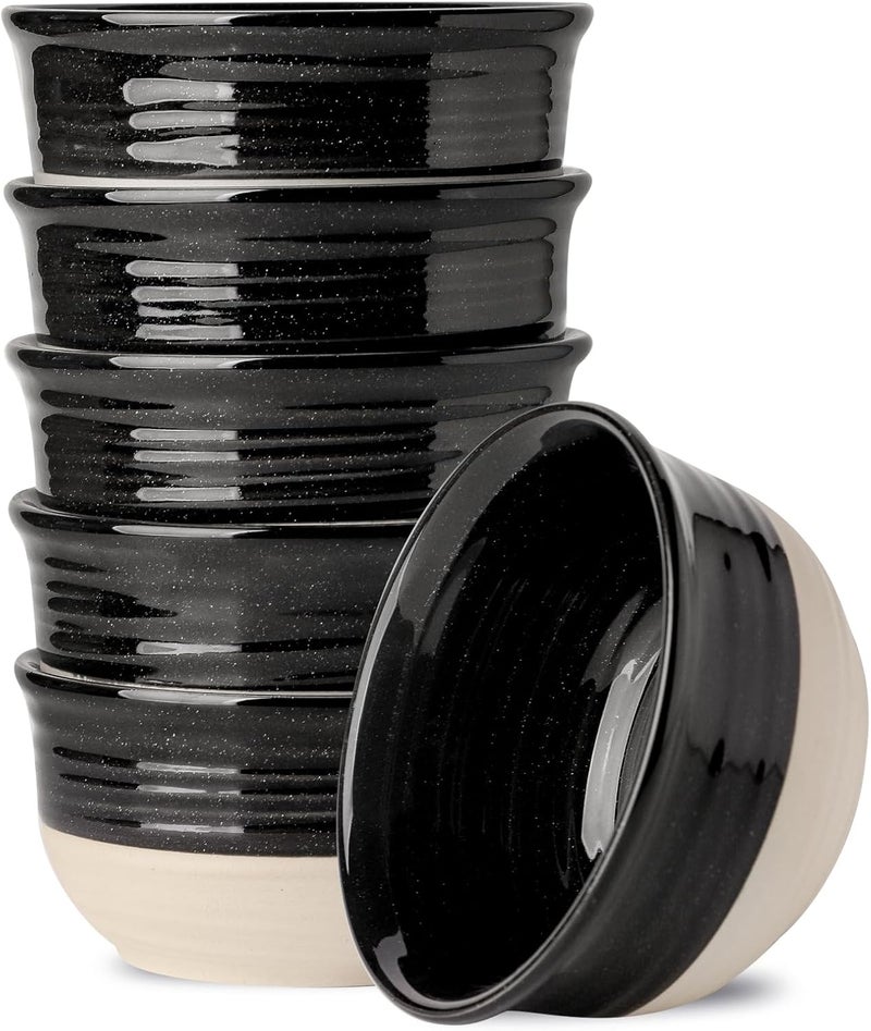 Hasense Ceramic Soup Bowls and Cereal Bowls, 20 OZ Bowls for Kitchen Set of 6, Stackable Bowls Set for Ramem, Salad, Oatmeal, Rice, Snack, Dishwasher Microwave Safe, Black - Image 1