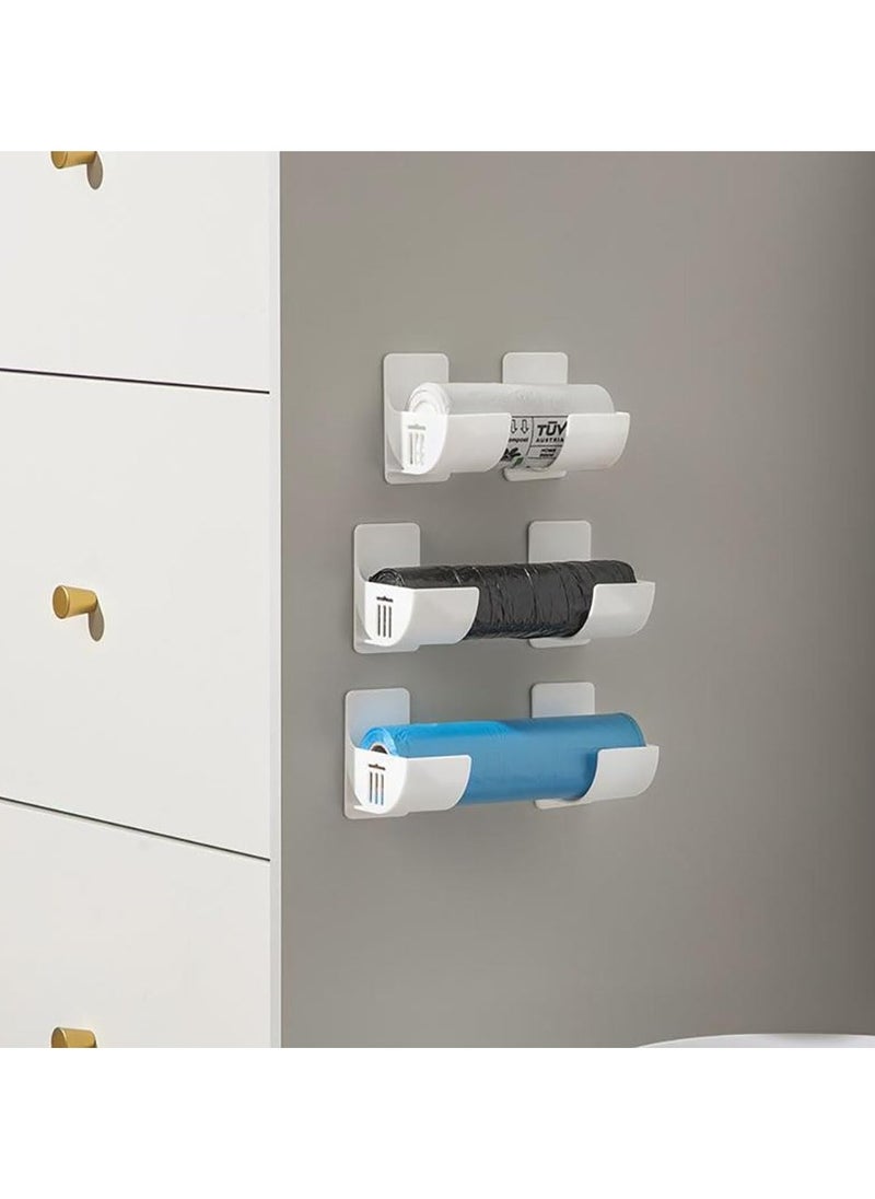 Alruht 4 Pieces Plastic Bag Holder, No Punching Trash Bag Dispenser Plastic Bag Holder, Wall Mounted Plastic Bag Organizer Grocery Bag Holder  Garbage Trash Bag Holder For Home Organization White  - Image 3