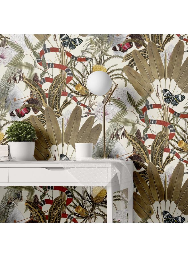 Bluejw Wallpaper Flowers And Plants And Snakes Background Self-adhesive Touch Wallpaper Living Room Bedroom Wall Stickers Furniture Transformation Stickers - Image 2