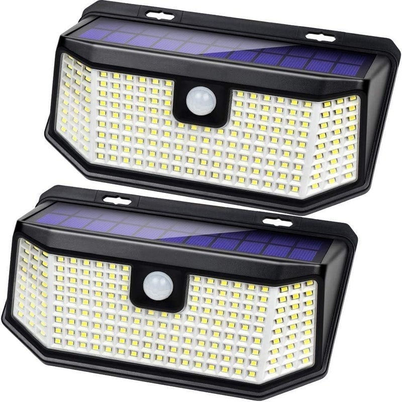 Aootek أضواء شمسية خارجية Aootek 182 LED 2500Lm مع مستشعر حركة IP65 مقاوم للماء بزاوية واسعة للحديقة والفناء والمرآب والباب الأمامي (عبوة 2) - Image 1