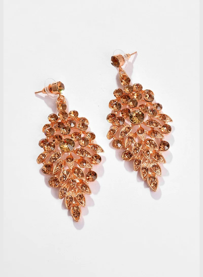 SOHI Gold Plated Designer Stone Necklace and Earring Set