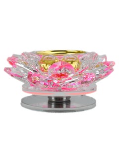 Generic Sparkle Crystal Lotus Flower Incense Burner With Golden Tray For Ash, Pink Shade Crystal Bakhoor Burner, Crystal Lotus Flower Incense Stick Holder, Home Fragrance, Decorative Crystal Ornament - Pink  - Image 2