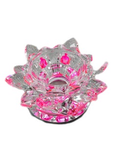 Generic Sparkle Crystal Lotus Flower Incense Burner With Golden Tray For Ash, Pink Shade Crystal Bakhoor Burner, Crystal Lotus Flower Incense Stick Holder, Home Fragrance, Decorative Crystal Ornament - Pink  - Image 3