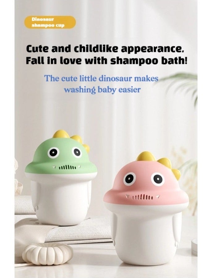 rocooart Dinosaur Baby Bath Rinse Cup – 600ML Shampoo Rinser with Handle, BPA-Free Toddler Shower Cup for Bathing & Hair Washing, Cute Bathroom Accessory for Babies & Kids (Pink)  - Image 3
