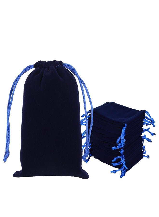 Tapleap Velvet Drawstring Jewelry Bag, 50Pcs Blue Coin Pouch, 3x4 Dice Bag, for Small Jewelry, Wrapping Graduation, Independence Day Party Favors, Small Business, Pendents, Bracelet, Customers - Image 1