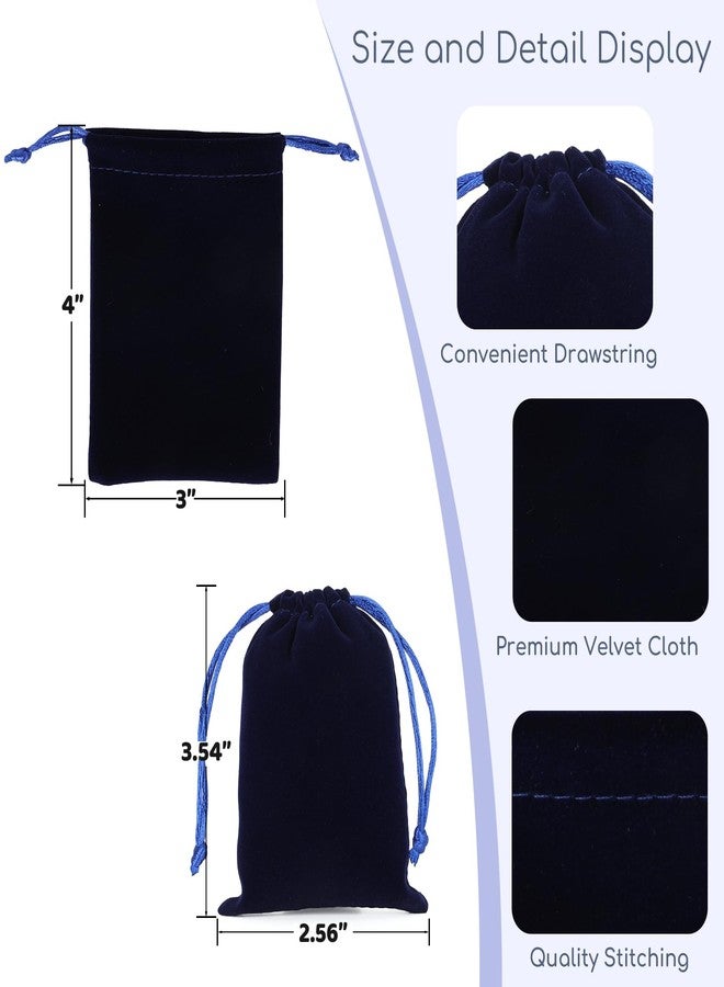Tapleap Velvet Drawstring Jewelry Bag, 50Pcs Blue Coin Pouch, 3x4 Dice Bag, for Small Jewelry, Wrapping Graduation, Independence Day Party Favors, Small Business, Pendents, Bracelet, Customers - Image 2