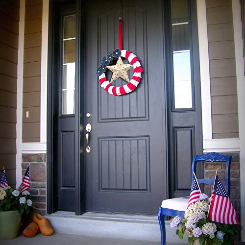 Attraction Design Patriotic Metal Barn Star Wall Decor, 12inch Hanging Country Rustic Metal Star for July 4th Decoration - Image 3