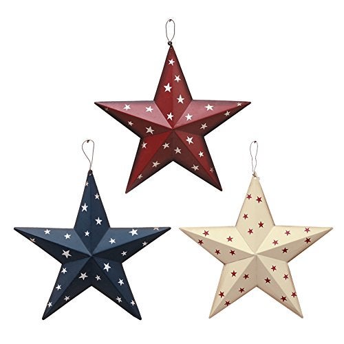 Attraction Design Patriotic Metal Barn Star Wall Decor, 12inch Hanging Country Rustic Metal Star for July 4th Decoration - Image 1
