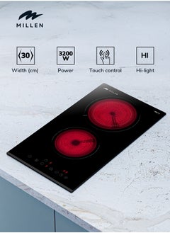 MILLEN MILLEN 30cm Built-in Ceramic Hob with Booster & Italian Glass – MEH 303 BL  - Image 1