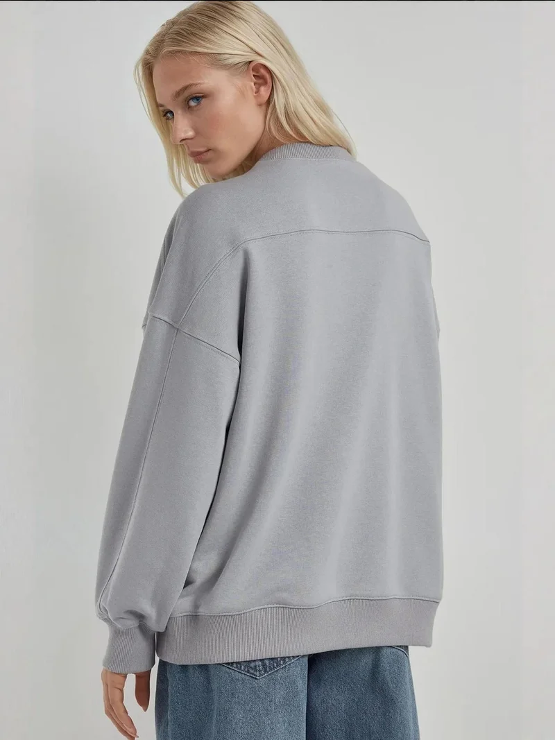 HICCUP Relaxed Fit Crew Neck Knitted Sweatshirt