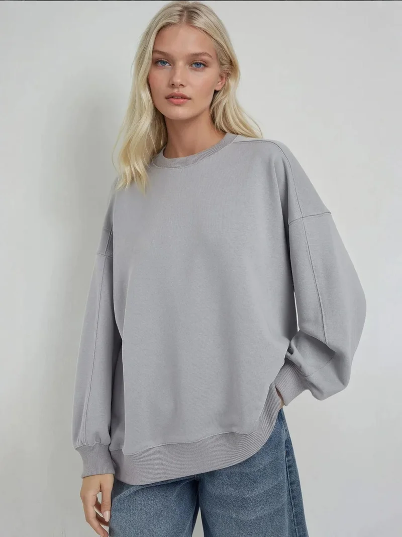 HICCUP Relaxed Fit Crew Neck Knitted Sweatshirt