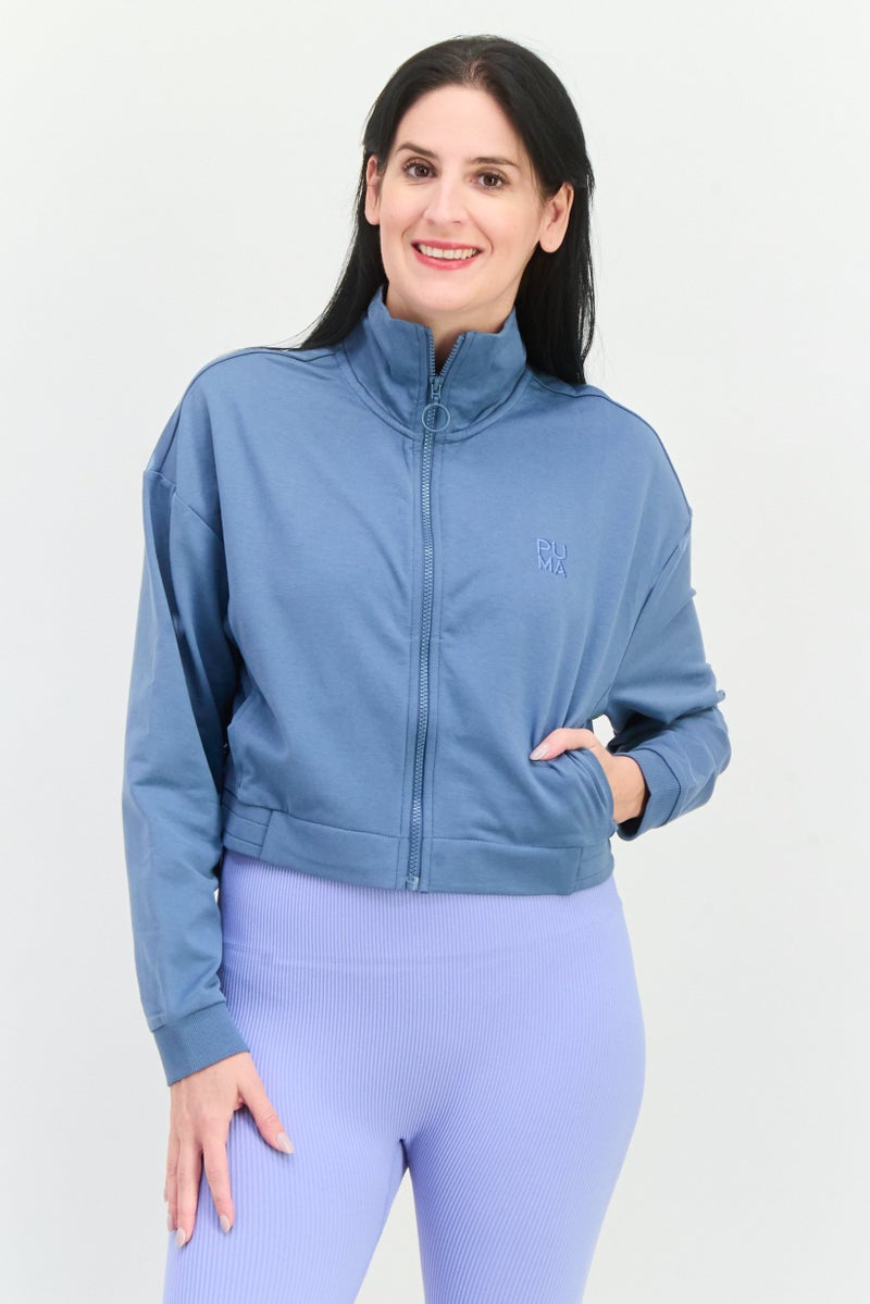 PUMA Women Full Zipper Long Sleeve Outdoor Sweatshirt, Blue - Image 1