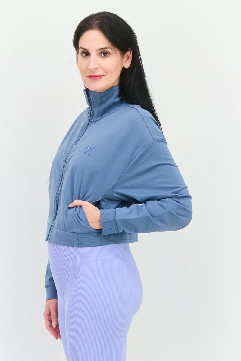 PUMA Women Full Zipper Long Sleeve Outdoor Sweatshirt, Blue - Image 4