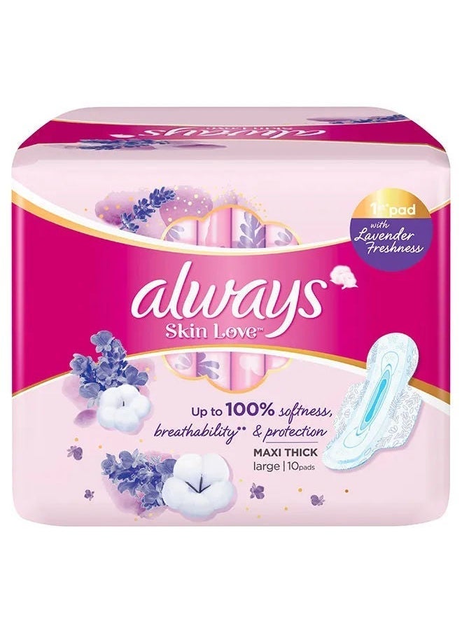 Always Skin Love Pads, Lavender Freshness, Thick & Large, 10 Pcs, 10'S 