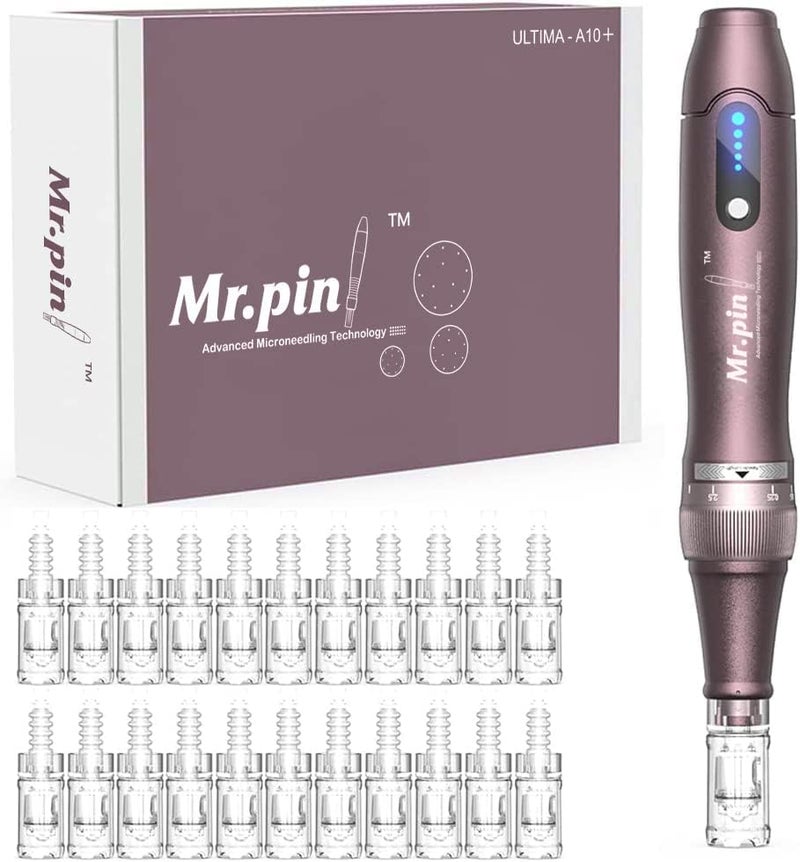 مستر بن أصلي Mr.Pin A10+ قلم تجميل لاسلكي مع 22 خرطوشة استبدال | مستويات سرعة قابلة للتعديل | جهاز عناية بالبشرة قابلة لإعادة الشحن للوجه، الشعر والجسم | قلم تجميل - Image 1