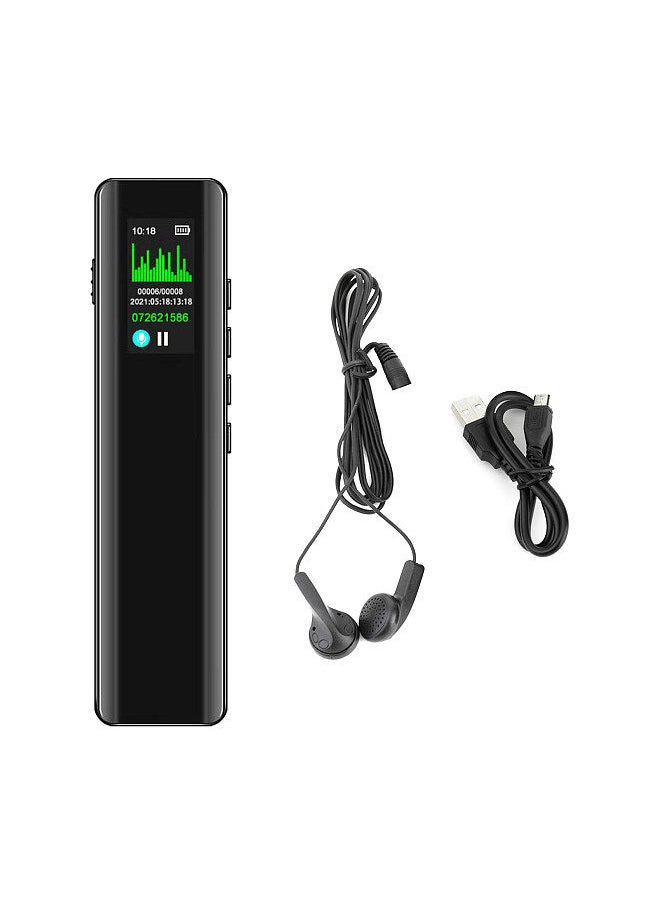 Generic - 8GB Digital Voice Recorder Voice Activated Recorder Dictaphone MP3 Player 3072KBPS HD Recording Noise Reduction Timing Recording Password Function Dual Condenser Microphone 60hrs Continuous Recording - Image 1