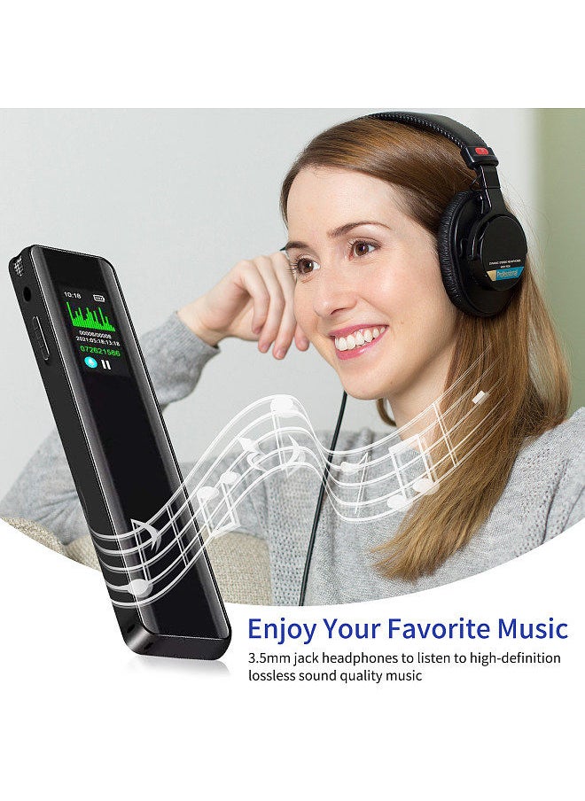Generic - 8GB Digital Voice Recorder Voice Activated Recorder Dictaphone MP3 Player 3072KBPS HD Recording Noise Reduction Timing Recording Password Function Dual Condenser Microphone 60hrs Continuous Recording - Image 1