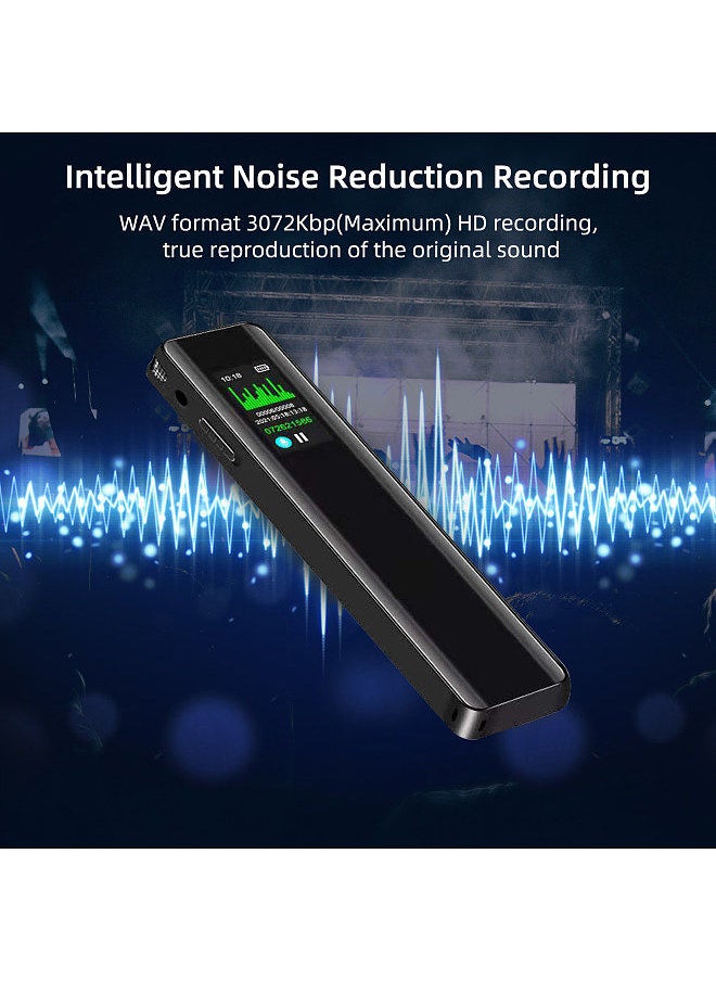 Generic - 8GB Digital Voice Recorder Voice Activated Recorder Dictaphone MP3 Player 3072KBPS HD Recording Noise Reduction Timing Recording Password Function Dual Condenser Microphone 60hrs Continuous Recording - Image 1