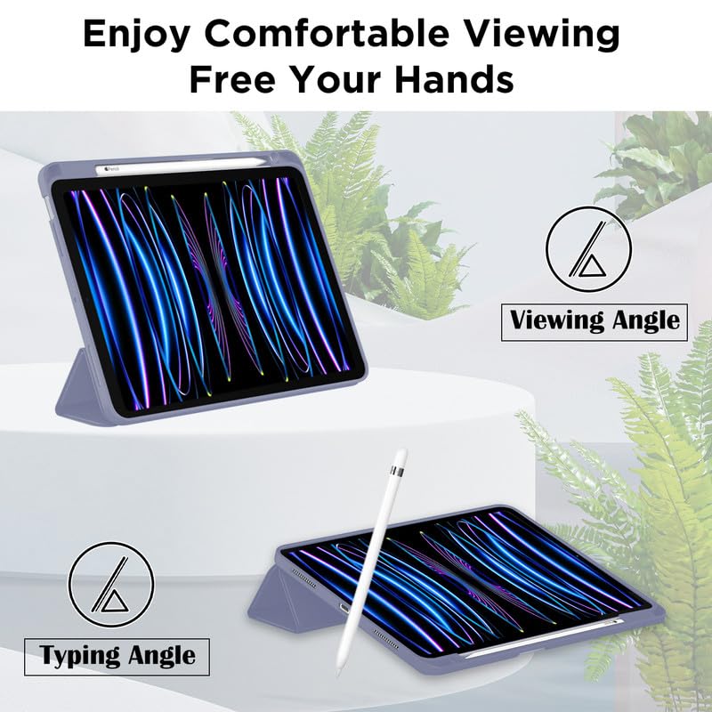 Robustrion Case for iPad Pro 11 inch Case Cover 3rd Gen / 4th Gen 2022 M1 [Auto Sleep Wake] with Pencil Holder [Right Side] - Lavender - Image 4