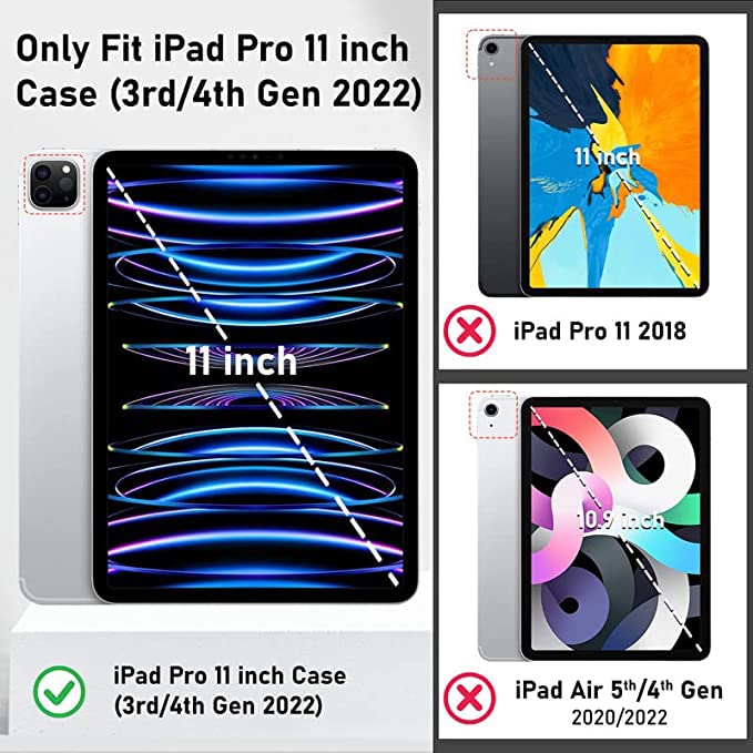 Robustrion Case for iPad Pro 11 inch Case Cover 3rd Gen / 4th Gen 2022 M1 [Auto Sleep Wake] with Pencil Holder [Right Side] - Lavender - Image 2
