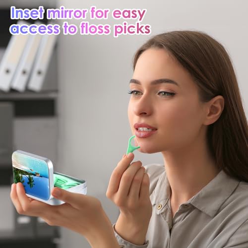 Gerkia Dental Floss Portable Case, Easy to Store Floss Picks of Various Sizes, Portable Dental Floss Dispenser is Perfect for Travelling, Hotels, Dinners, Appointments.Beach Coconut Tree - Image 4