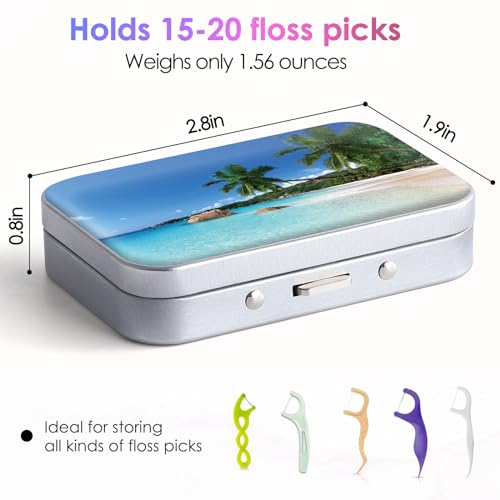 Gerkia Dental Floss Portable Case, Easy to Store Floss Picks of Various Sizes, Portable Dental Floss Dispenser is Perfect for Travelling, Hotels, Dinners, Appointments.Beach Coconut Tree - Image 2