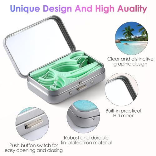 Gerkia Dental Floss Portable Case, Easy to Store Floss Picks of Various Sizes, Portable Dental Floss Dispenser is Perfect for Travelling, Hotels, Dinners, Appointments.Beach Coconut Tree - Image 3