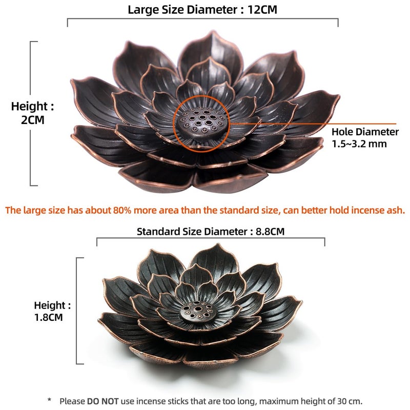 GARMOLY Large Incense Holder for Sticks Anti-Ash Spilling, Brass Lotus Incense Stick Holder and Detachable Ash Catcher - Image 2