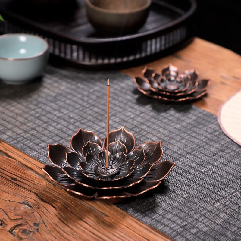 GARMOLY Large Incense Holder for Sticks Anti-Ash Spilling, Brass Lotus Incense Stick Holder and Detachable Ash Catcher - Image 3